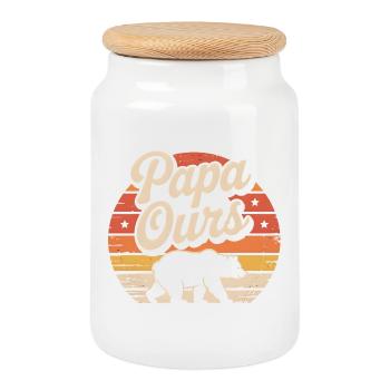 Papa Bear at sunset - Cookie Jar with Wooden Lid - white - Front