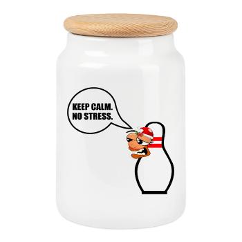 DRÔLE DE NOËL BOWLING RESTEZ CALME - Boîte à biscuits avec couvercle en bois - blanc - Devant