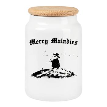 Merry Maladies - Cookie Jar with Wooden Lid - white - Front