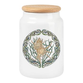 Cercle celtique de la spirale de la coquille - Boîte à biscuits avec couvercle en bois - blanc - Devant