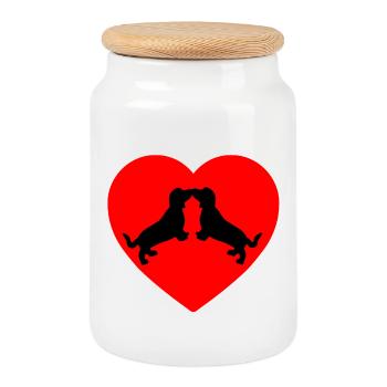 Teckel - Boîte à biscuits avec couvercle en bois - blanc - Devant