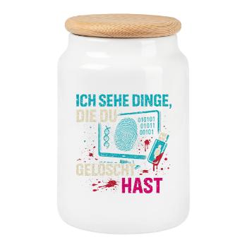 I see things that you deleted - Cookie Jar with Wooden Lid - white - Front