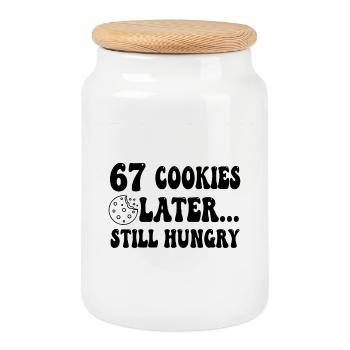 67 biscuits plus tard, toujours affamé - Boîte à biscuits avec couvercle en bois - blanc - Devant