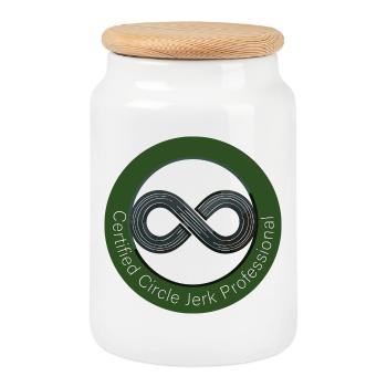 Green Circle Jerk Professional - Cookie Jar with Wooden Lid - white - Front