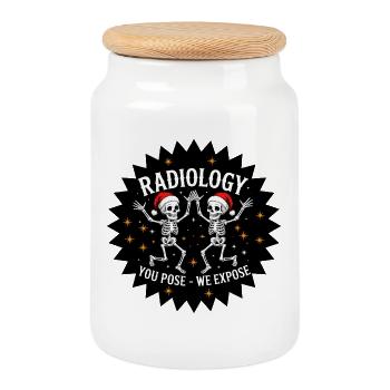 Radiology skeletons in Christmas style - Cookie Jar with Wooden Lid - white - Front