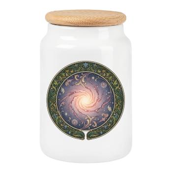 Galactic Rose Galaxy in the Vine Circle - Cookie Jar with Wooden Lid - white - Front