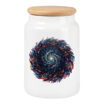Swirls of Colors of Infinity - Cookie Jar with Wooden Lid - white - Front
