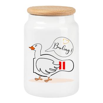 BOWLING FUNNY GOOSE - Cookie Jar with Wooden Lid - white - Front