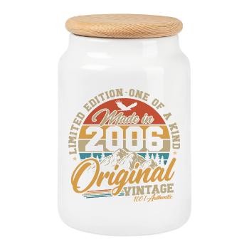 Original 2006 Jahrgang Geburtstag Retro Geschenk - Keksdose mit Holzdeckel - Weiß - Vorne