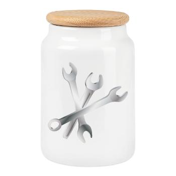 Wrench Set – Tools & Craftsmanship - Cookie Jar with Wooden Lid - white - Front