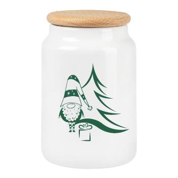 Christmas gnome - Cookie Jar with Wooden Lid - white - Front