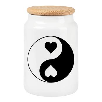 Contraste YinYang du cœur - Boîte à biscuits avec couvercle en bois - blanc - Devant