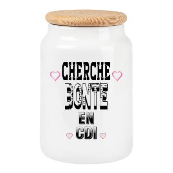 Cherche Bonté en CDI - Boîte à biscuits avec couvercle en bois - blanc - Devant