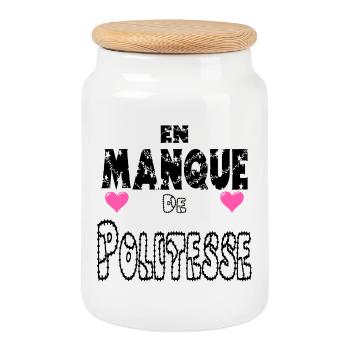 En Manque de Politesse - Boîte à biscuits avec couvercle en bois - blanc - Devant