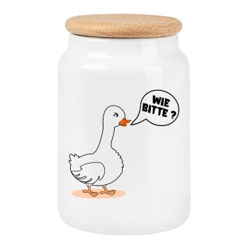 SELF-CONFIDENCE GOOSE AS PLEASE - Cookie Jar with Wooden Lid - white - Front