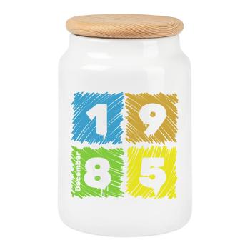 40. Geburtstag Farbige Patches depuis 12/1985 - Boîte à biscuits avec couvercle en bois - blanc - Devant