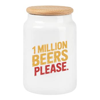 Un million de bières s’il vous plaît - Meme de boisson drôle - Boîte à biscuits avec couvercle en bois - blanc - Devant