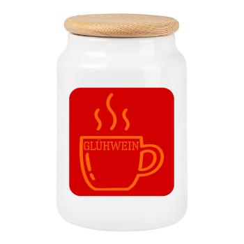 WINTER MULLED WINE MUG - Cookie Jar with Wooden Lid - white - Front