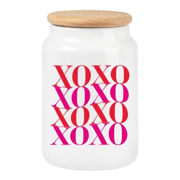 Xoxo. Küsse, Umarmungen und Girl Vibes - Keksdose mit Holzdeckel - Weiß - Vorne
