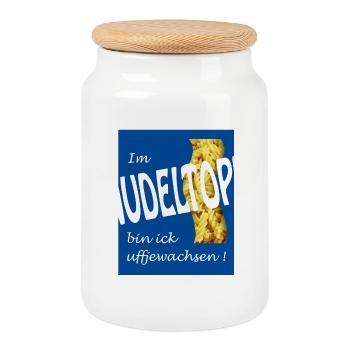 NOODLE TAP - Cookie Jar with Wooden Lid - white - Front