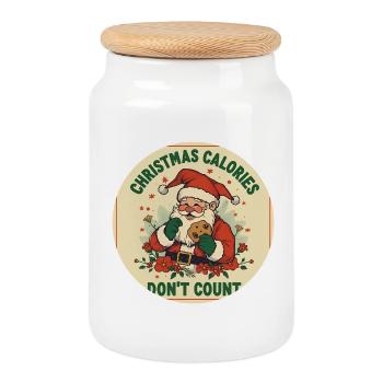 Christmas No Counting Calories - Cookie Jar with Wooden Lid - white - Front