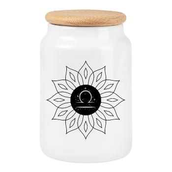 Cercle Stellaire sur Lac Étoilé balance - Boîte à biscuits avec couvercle en bois - blanc - Devant