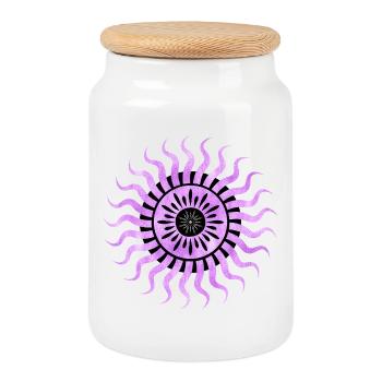 Dreamy Purple Sun - Cookie Jar with Wooden Lid - white - Front