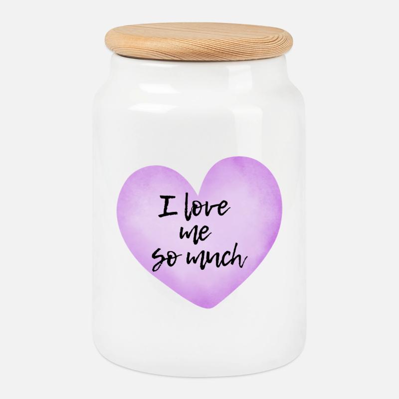 I love me so much - Selflove Statement  - Keksdose mit Holzdeckel - Weiß