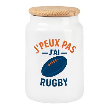 J'peux pas j'ai rugby - Boîte à biscuits avec couvercle en bois - blanc - Devant