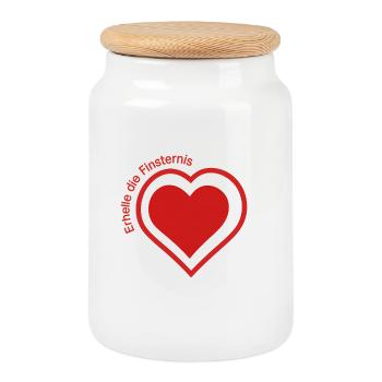 Light up the darkness heart - Cookie Jar with Wooden Lid - white - Front
