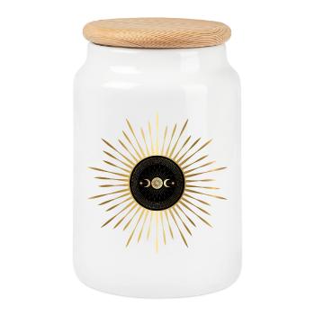 Goldene Morgenröte, Sonne und Mond - Keksdose mit Holzdeckel - Weiß - Vorne