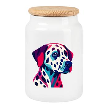Pop Art dalmate coloré - Boîte à biscuits avec couvercle en bois - blanc - Devant