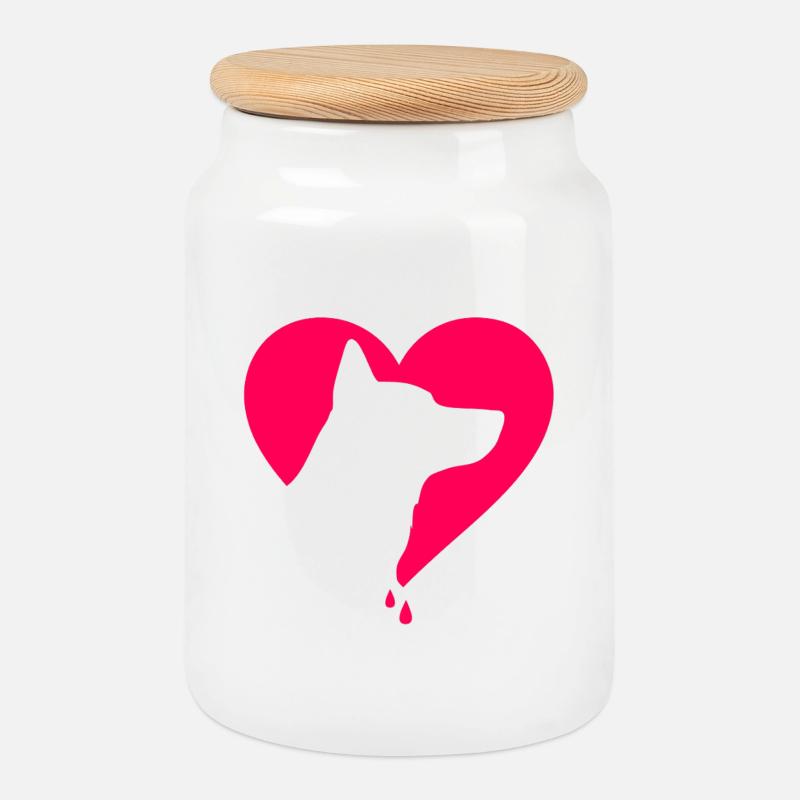  German dog Heart Pink - Keksdose mit Holzdeckel - Weiß