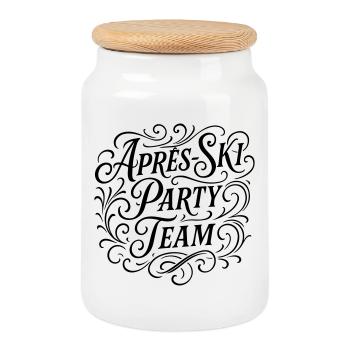 Équipe de la fête d’après-ski - Boîte à biscuits avec couvercle en bois - blanc - Devant