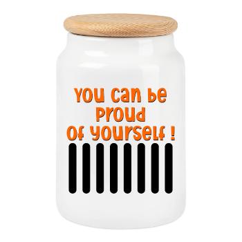 MOTIVATION BEING PROUD - Keksdose mit Holzdeckel - Weiß - Vorne