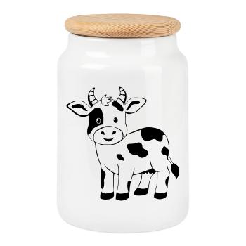 T-shirt vache cadeau fermiers - Boîte à biscuits avec couvercle en bois - blanc - Devant