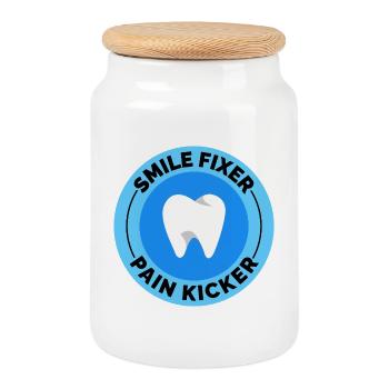 Dental Professional Life Clinical Practice  - Cookie Jar with Wooden Lid - white - Front