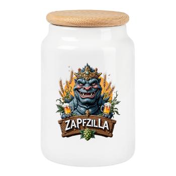 Zapfzilla König Dino Bier - Keksdose mit Holzdeckel - Weiß - Vorne