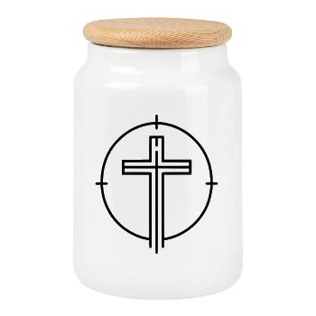 Croix et Trinité – Dieu sans frontières - Boîte à biscuits avec couvercle en bois - blanc - Devant