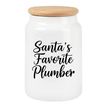 Le plombier préféré du Père Noël - Boîte à biscuits avec couvercle en bois - blanc - Devant
