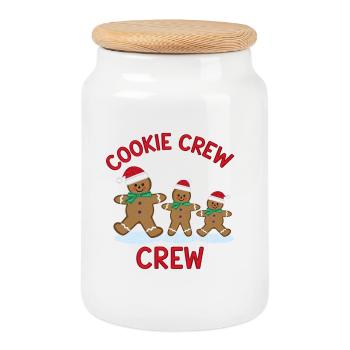Christmas Cookie Crew - Cookie Jar with Wooden Lid - white - Front