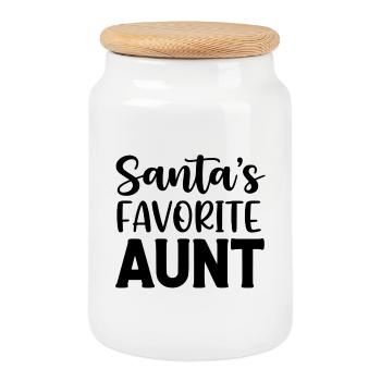 La tante préférée du Père Noël - Boîte à biscuits avec couvercle en bois - blanc - Devant