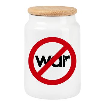Stop War – Für Frieden & Freiheit - Keksdose mit Holzdeckel - Weiß - Vorne