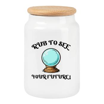 Crystal ball - Cookie Jar with Wooden Lid - white - Front