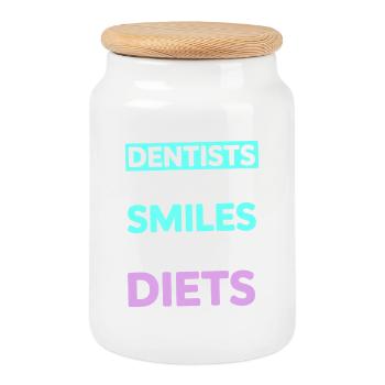Conception de la santé bucco-dentaire du cabinet dentaire - Boîte à biscuits avec couvercle en bois - blanc - Devant