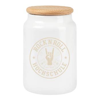 Rock 'n' Roll Hochschule Logo - Keksdose mit Holzdeckel - Weiß - Vorne