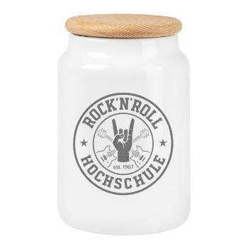 Rock 'n' Roll Hochschule Logo - Keksdose mit Holzdeckel - Weiß - Vorne
