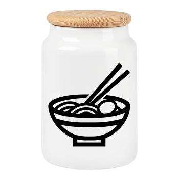 Ramen - Cookie Jar with Wooden Lid - white - Front