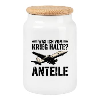 What I think of war, shares - war profit - Cookie Jar with Wooden Lid - white - Front