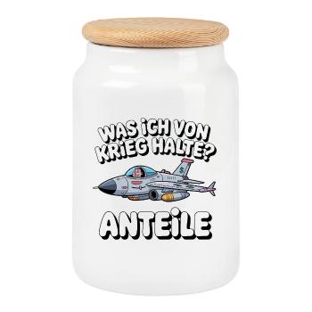 What I think of war, shares - war profit - Cookie Jar with Wooden Lid - white - Front